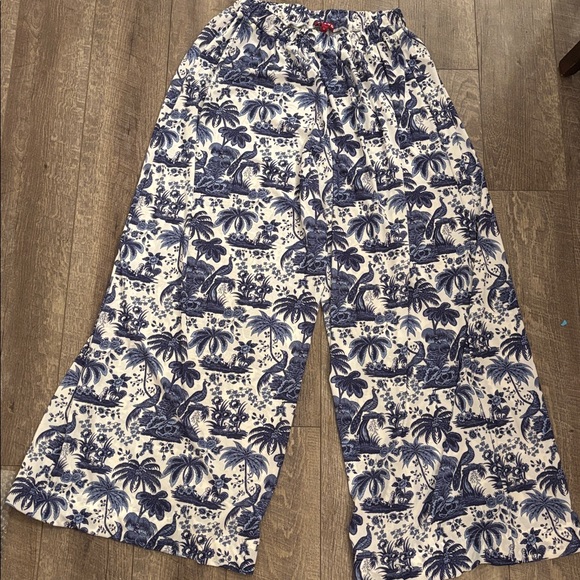 STAUD Marza Blue Toile Wide Leg Pants - Picture 2 of 4